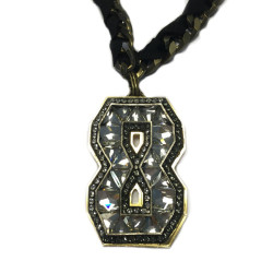 LANVIN pin 8 rhinestone pendant necklace