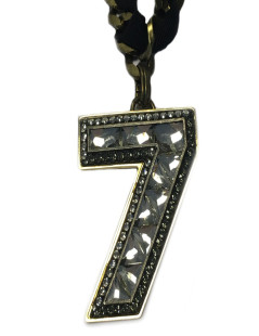 LANVIN pendant brooch '7' in rhinestone necklace