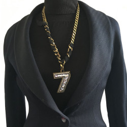 LANVIN pendant brooch '7' in rhinestone necklace