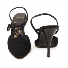 High Sandals CHANEL / MASSARO T41 black silk satin