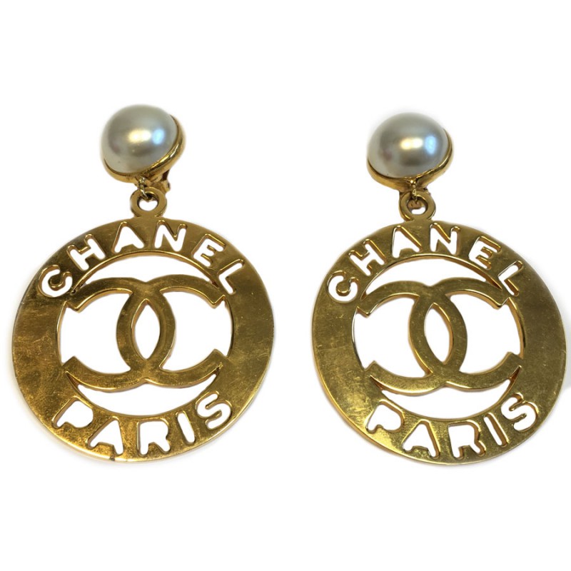 Big earrings clips CHANEL and a half Pearl Pearl - VALOIS PARIS