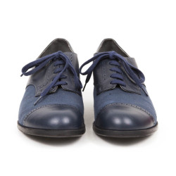 Mocassins ANATOMICA T 6 toile et cuir bleu marine