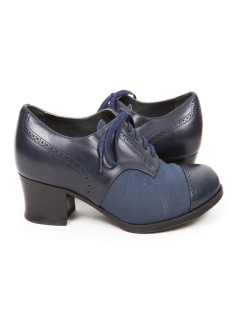 Mocassins ANATOMICA T 6 toile et cuir bleu marine