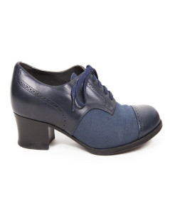 Mocassins ANATOMICA T 6 toile et cuir bleu marine