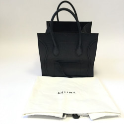 Sac CELINE "Phantom" en cuir noir mat