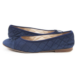 Ballerines CHANEL T39 cuir matelassé  bleu