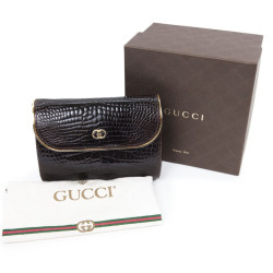 Minaudière GUCCI croco marron Vintage