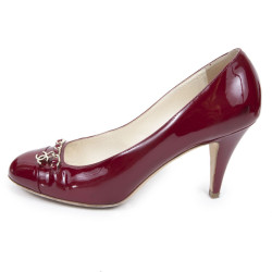 Escarpins CHANEL t 39.5 C cuir verni bordeaux