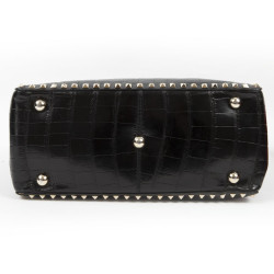 Sac VALENTINO GARAVANI trapèze rockstud crocodile noir