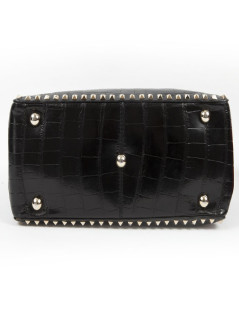 Sac VALENTINO GARAVANI trapèze rockstud crocodile noir