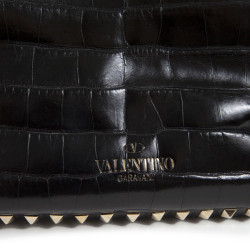 Sac VALENTINO GARAVANI trapèze rockstud crocodile noir