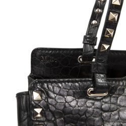 Sac VALENTINO GARAVANI trapèze rockstud crocodile noir