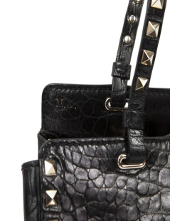 VALENTINO GARAVANI trapeze channeling black crocodile bag