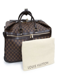 Valise de voyage LOUIS VUITTON "Eole"en toile damier marron