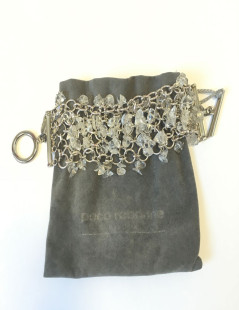 PACO RABANNE bracelet in silver plated metal ring and transparent pendants