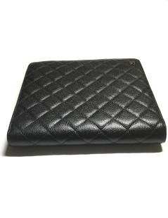 Porte agenda CHANEL en cuir matelassé noir