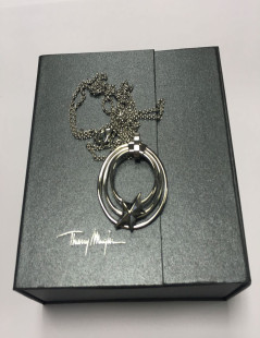 THIERRY MUGLER silver metal pendant necklace