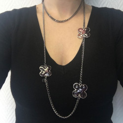 Clover Marguerite of Valois glass Amethyst necklace