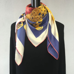 xxx Foulard CELINE en soie bleu, rouge et écru