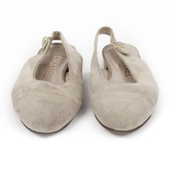 Ballerines CHANEL T 36 en daim beige