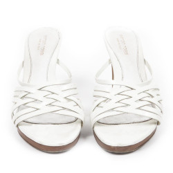 Sandales hautes SERGIO ROSSI T38.5 en cuir blanc