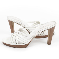 Sandales hautes SERGIO ROSSI T38.5 en cuir blanc