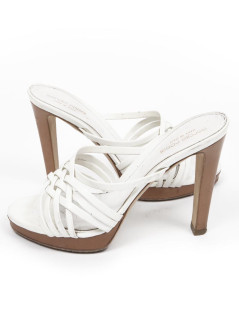 SERGIO ROSSI T38.5 White Leather high sandals