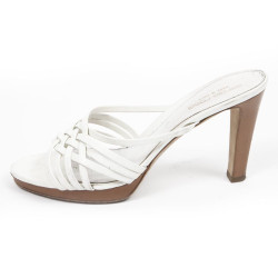 Sandales hautes SERGIO ROSSI T38.5 en cuir blanc