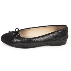 Ballerines CHANEL T 39.5 cuir et sequins 