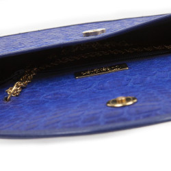 Evening bag in blue ink silk REVILLON