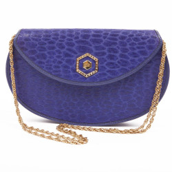 Evening bag in blue ink silk REVILLON