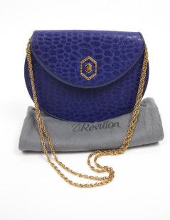 Evening bag in blue ink silk REVILLON