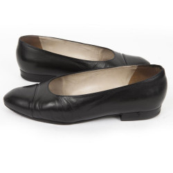 Ballerines CHANEL T 37 cuir noir