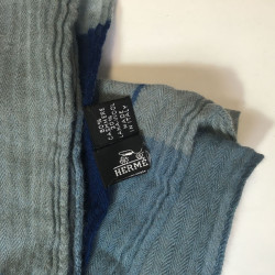 Wool shawl HERMES blue cashmere