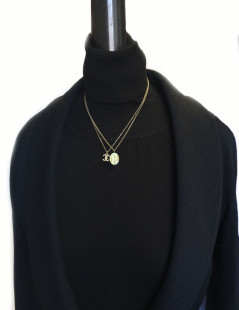 xxx Collier CHANEL double chaine dorée