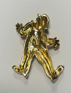 PIN COURREGES "clown" 80' set rhinestones and metal Golden