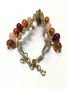 DIOR bracelet in gilded metal and beads in colored molten glass