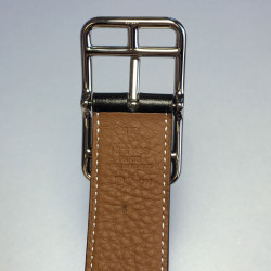 Ceinture HERMES homme en cuir noir réversible T110