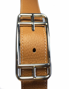 HERMES reversible belt in black box and gold taurillon clemence leather for men size 110