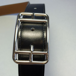 Ceinture HERMES homme en cuir noir réversible T110