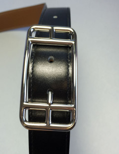 HERMES reversible belt in black box and gold taurillon clemence leather for men size 110