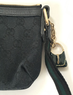 Pochette GUCCI zippée en tissu noir monogram