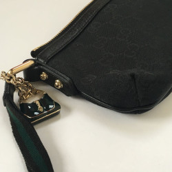 Pochette GUCCI zippée en tissu noir monogram