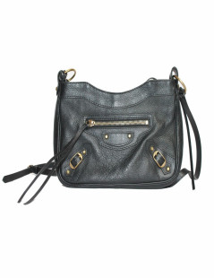 Sac bandoulière BALENCIAGA cuir grainé noir