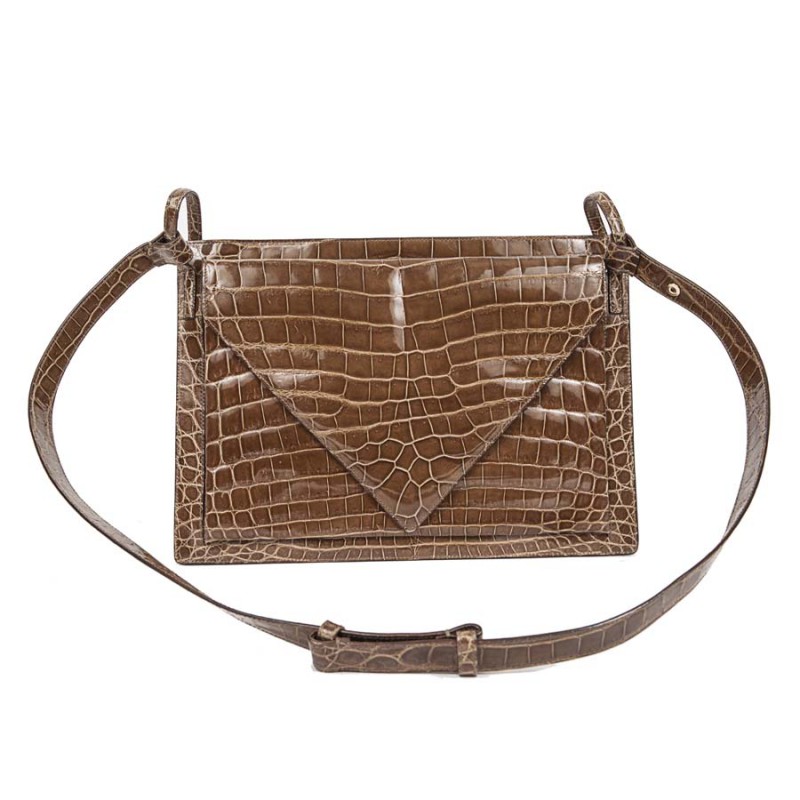 Brand New Chloe Mini C bag in honey Gold, Crocodile Embossed Leather