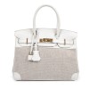 Birkin 30 HERMES toile H et cuir blanc