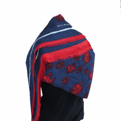 Châle BALENCIAGA bleu marine et rouge