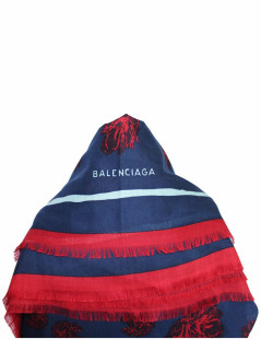 Châle BALENCIAGA bleu marine et rouge