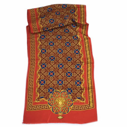 Shop VERSACE red silk scarf