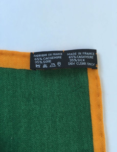 HERMES 'L'instruction du Roy' Shawl in Green, Yellow and Mauve Silk and Cashmere